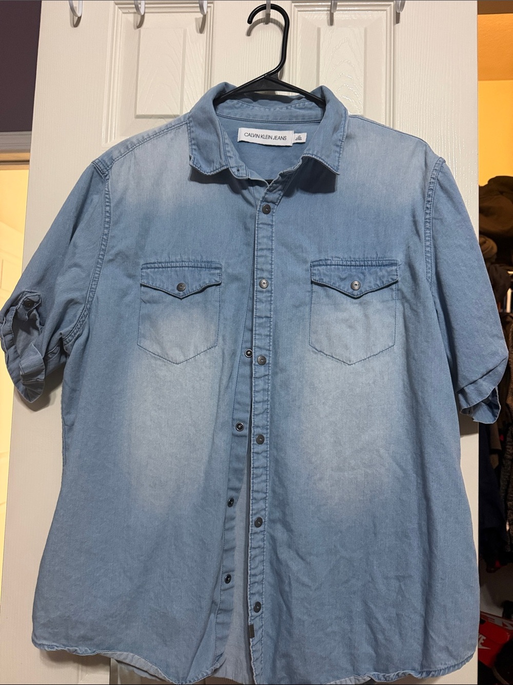 Calvin Klein Jeans Men's Light Wash Denim Button-Up Shirt